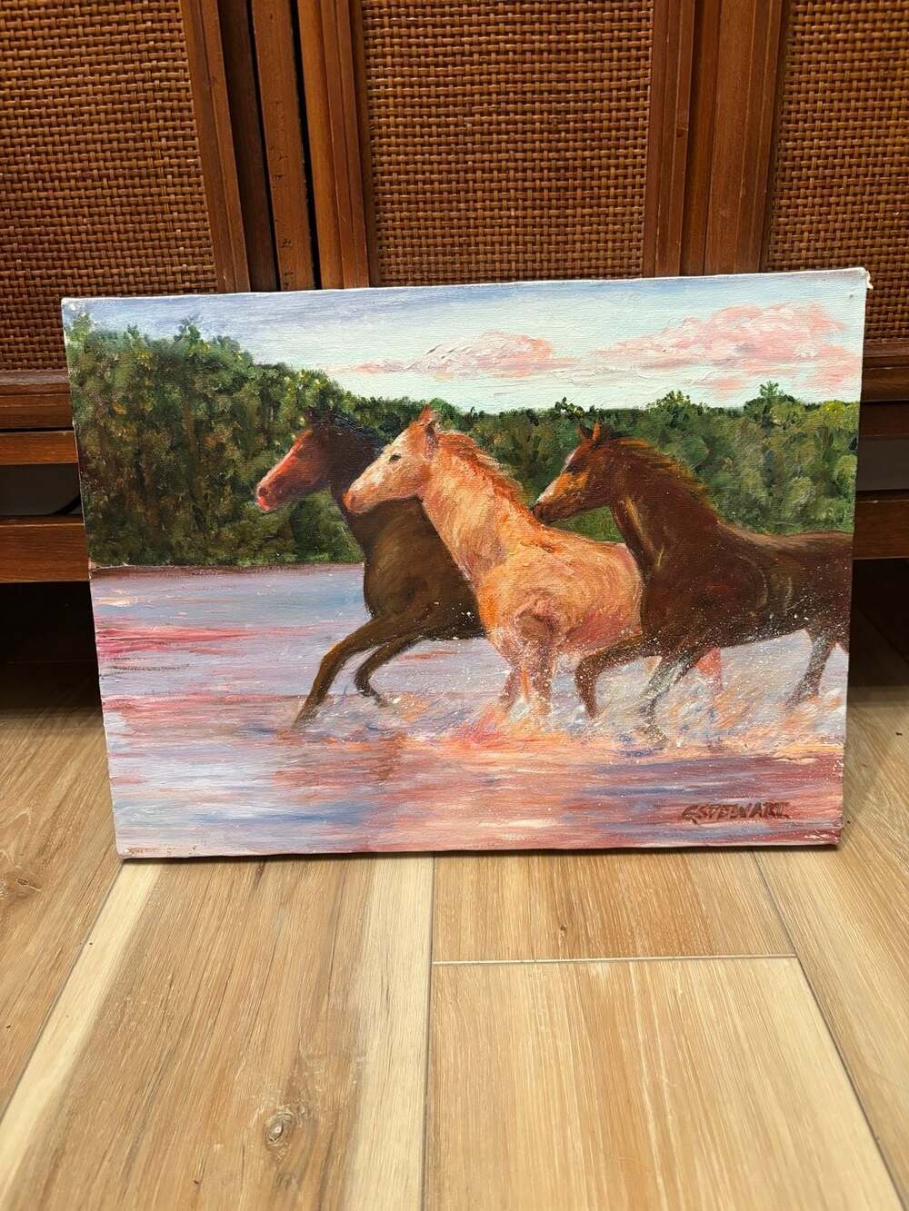 Gillian Stewart Original Oil Painting Wild Horses Running 1999
